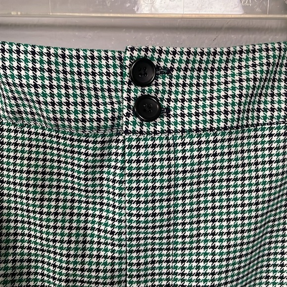 Banana Republic Size 12 Double Button Green Houndstooth academia Mini Skirt prep - Picture 3 of 8